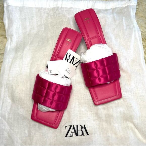 Zara Quilted Satin Effect Mules - Picture 5 of 5